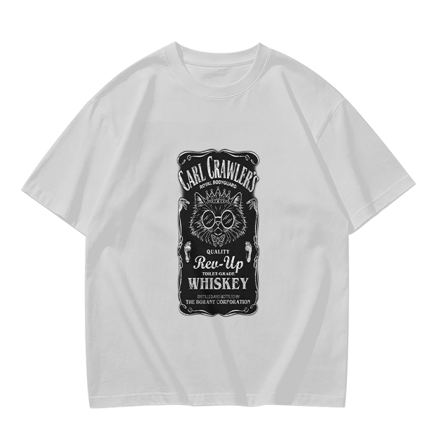 Olive T-Shirt with Carl Crawler's Whiskey Cat Graphic Print
