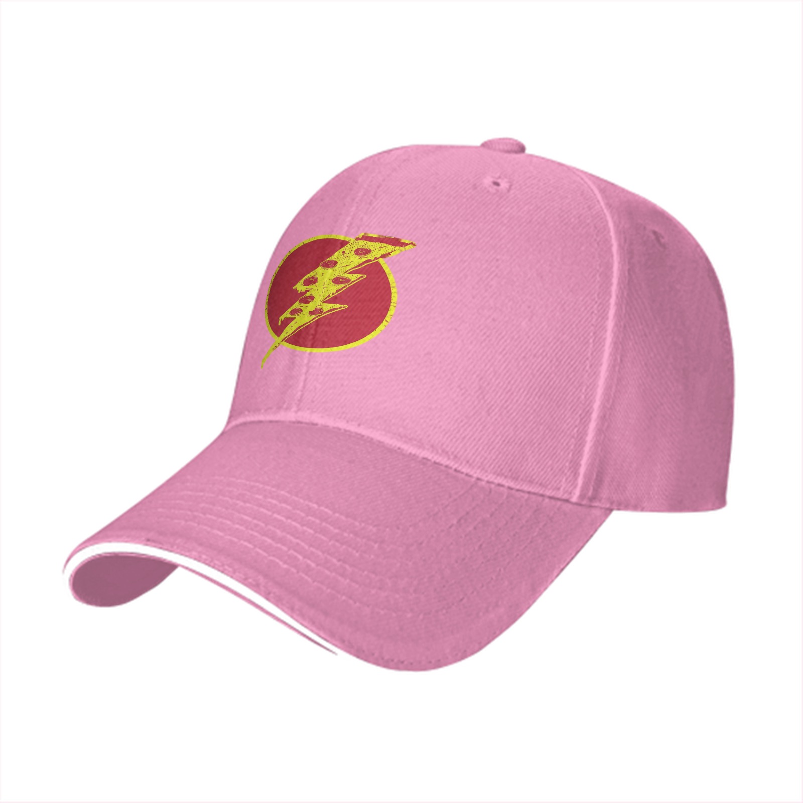 Black Baseball Cap With Pizza Lightning Bolt Graphic