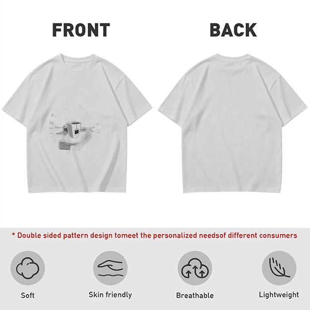 Olive Green Crewneck T-Shirt With Coffee Cup Graphic Print