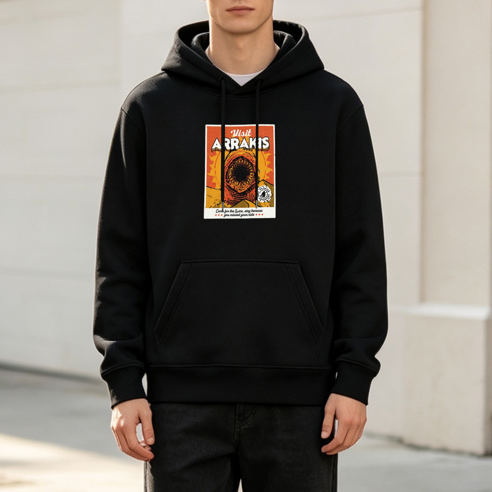 Visit Arrakis Sandworm Graphic Black Hoodie