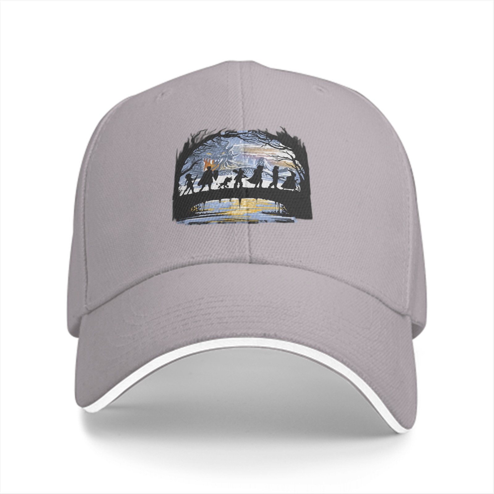 Black Baseball Cap With Fantasy Adventure Silhouette Art Print