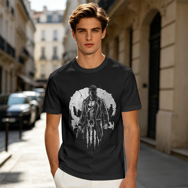 Olive T-Shirt With Punisher Skull Warrior Graphic Print