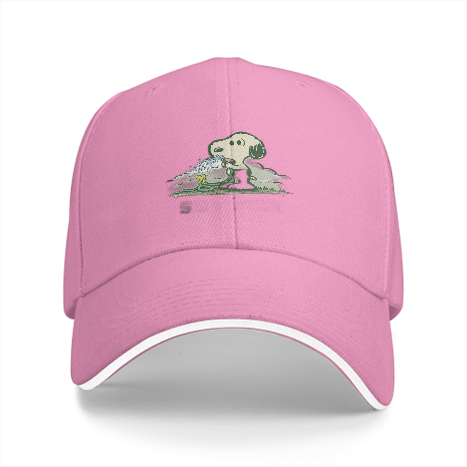 Black baseball cap with Snoopy watering design