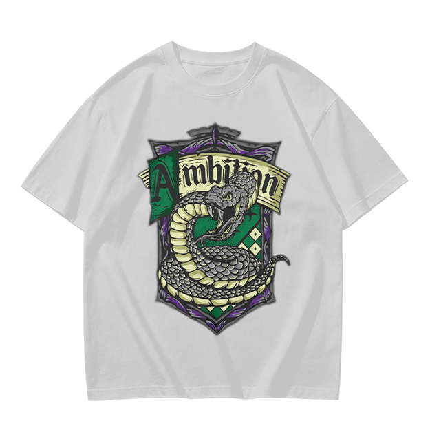 Olive Green Slytherin Ambition Snake Crest Graphic T-Shirt
