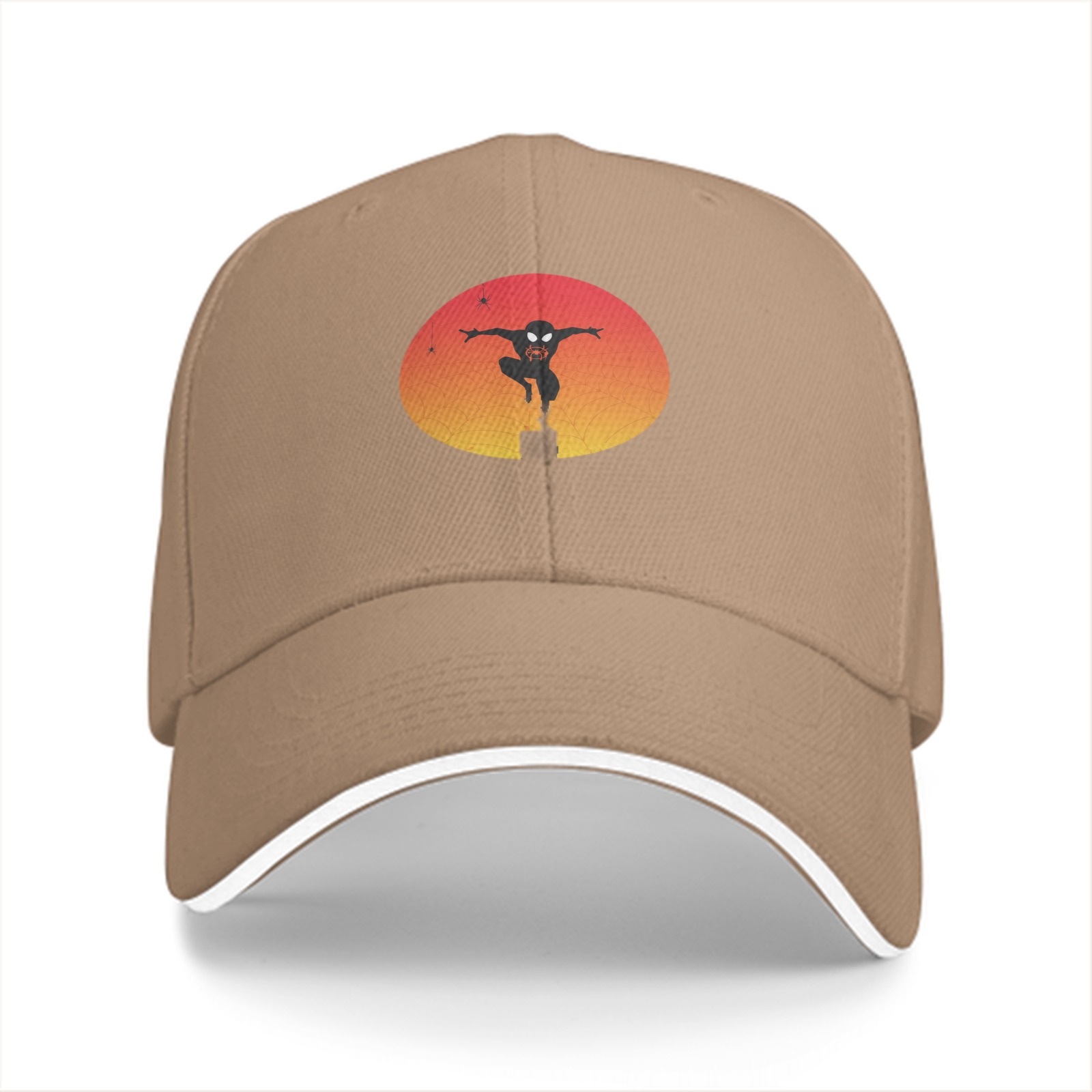 Black Baseball Cap With Ninja Silhouette Sunset Graphic