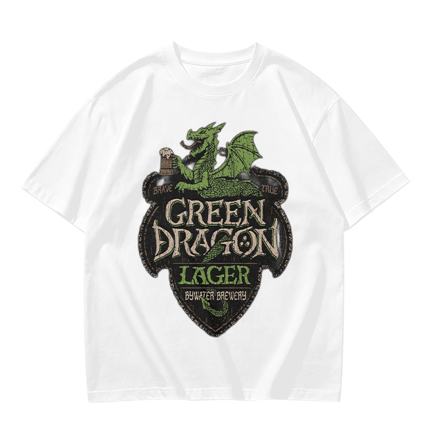 Green Dragon Lager Graphic Olive T-Shirt