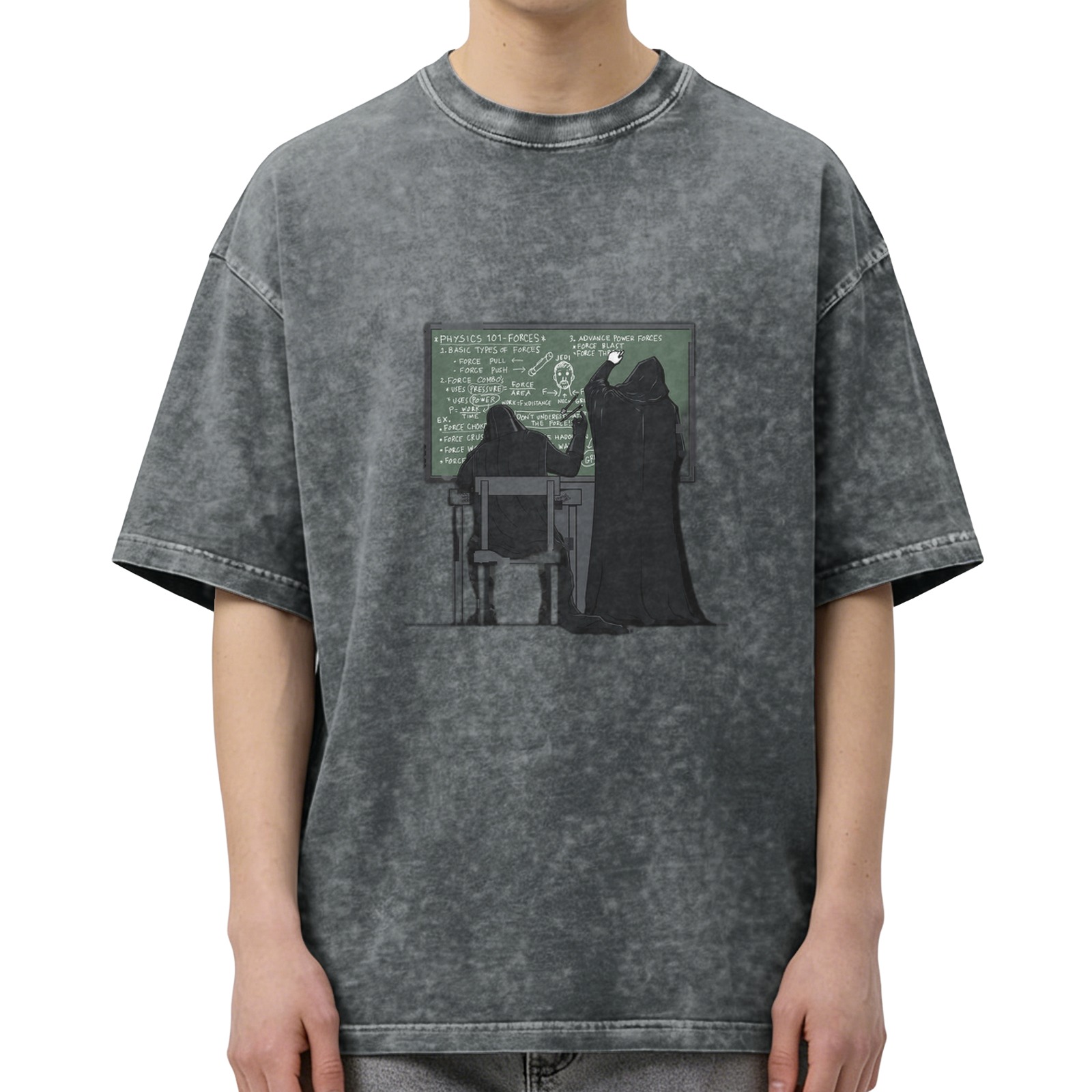 Washed Black T-Shirt with Sith Star Wars Physics Classroom Graphic