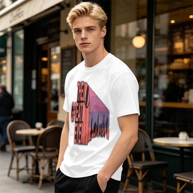 Olive T-Shirt with The Great Eye Sunset Graphic Print