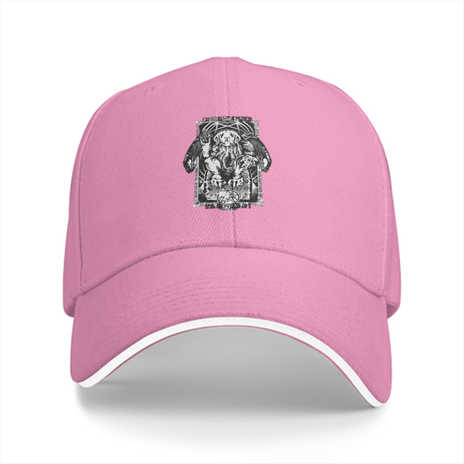 Black Baseball Cap with Dark Fantasy Occult Graphic Print
