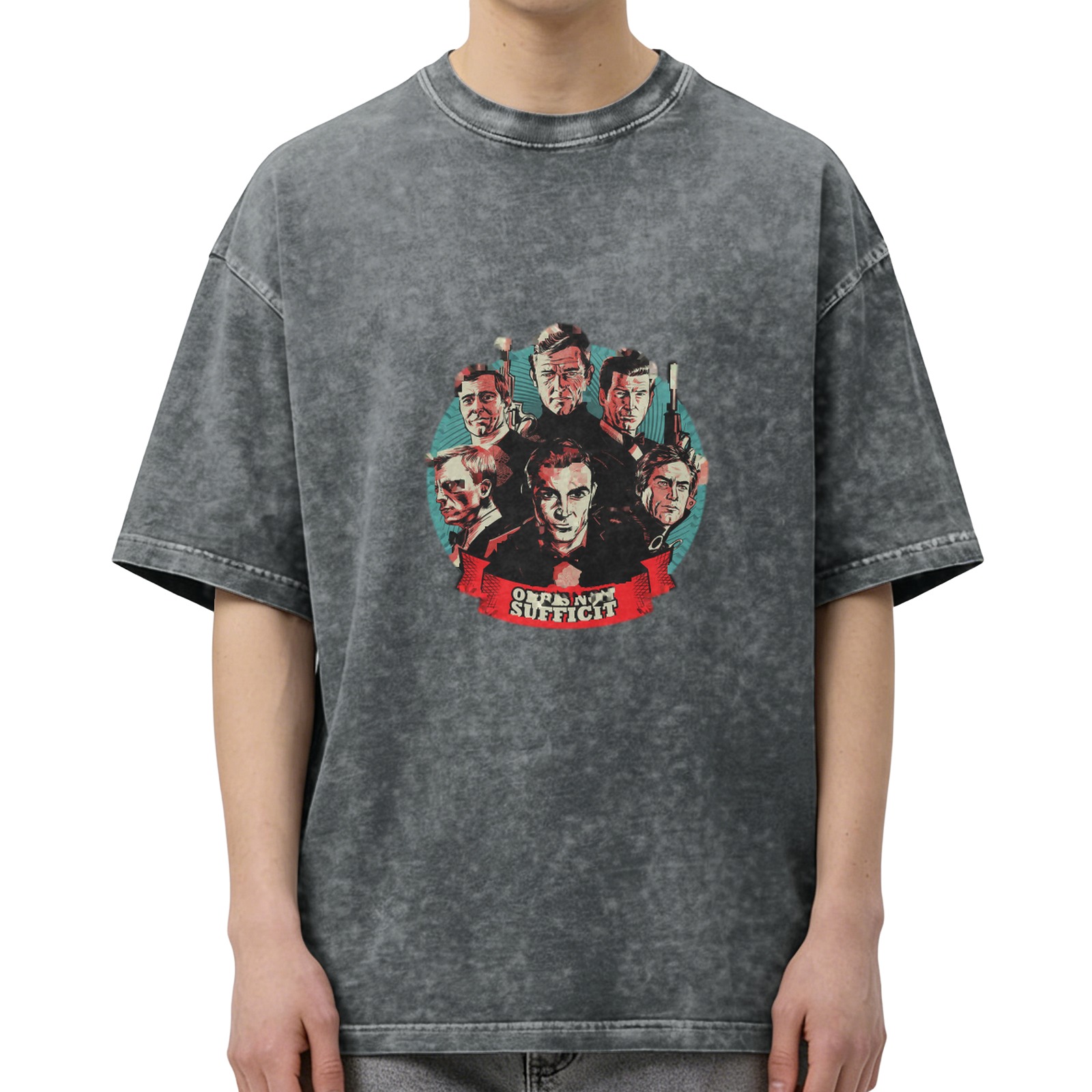 Washed Black T-Shirt with James Bond 007 'Order Not Sufficient' Graphic
