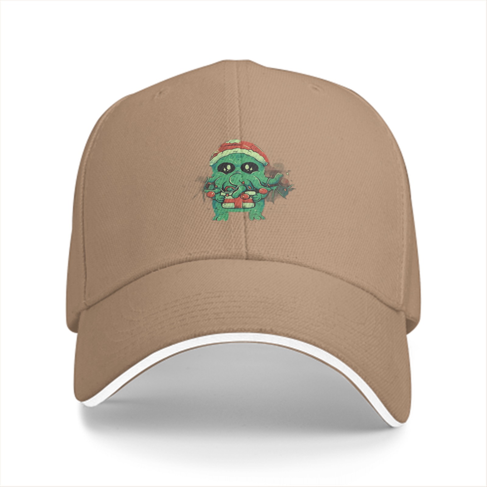 Black Baseball Cap With Cute Christmas Cthulhu Graphic