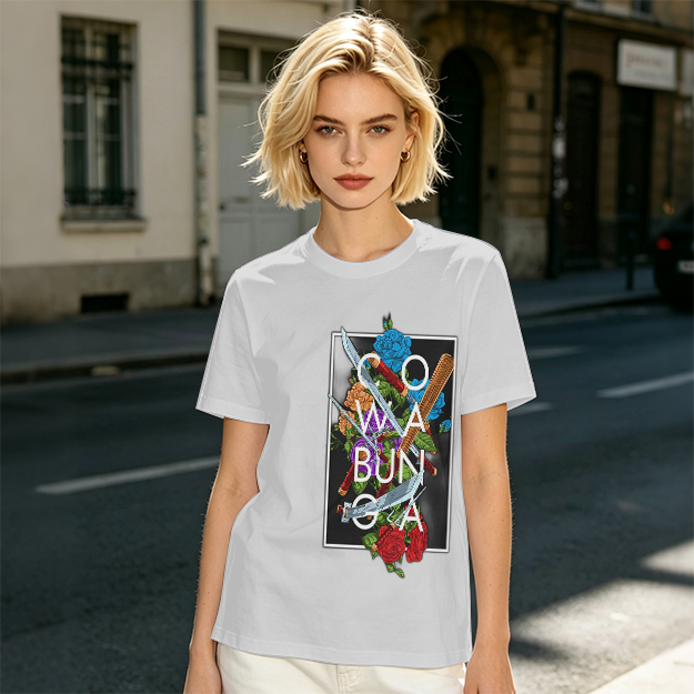 Olive Graphic T-Shirt with Cowabunga Floral Weapon Art
