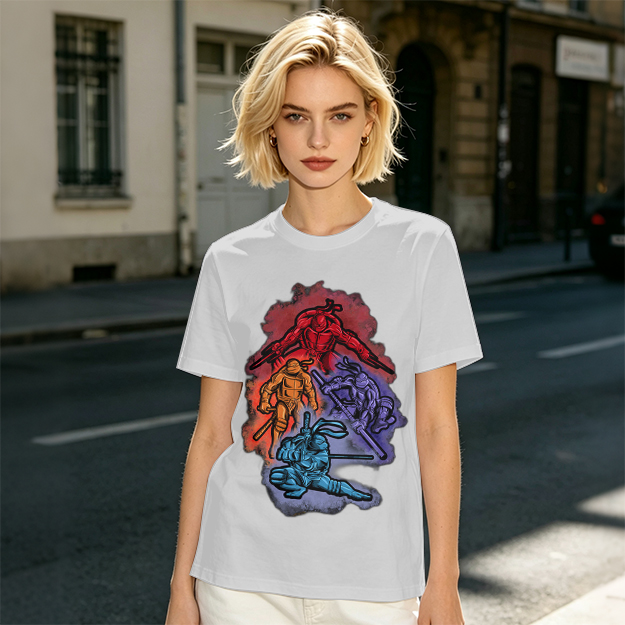 Olive T-shirt with Mutant Ninja Turtles Graphic Print