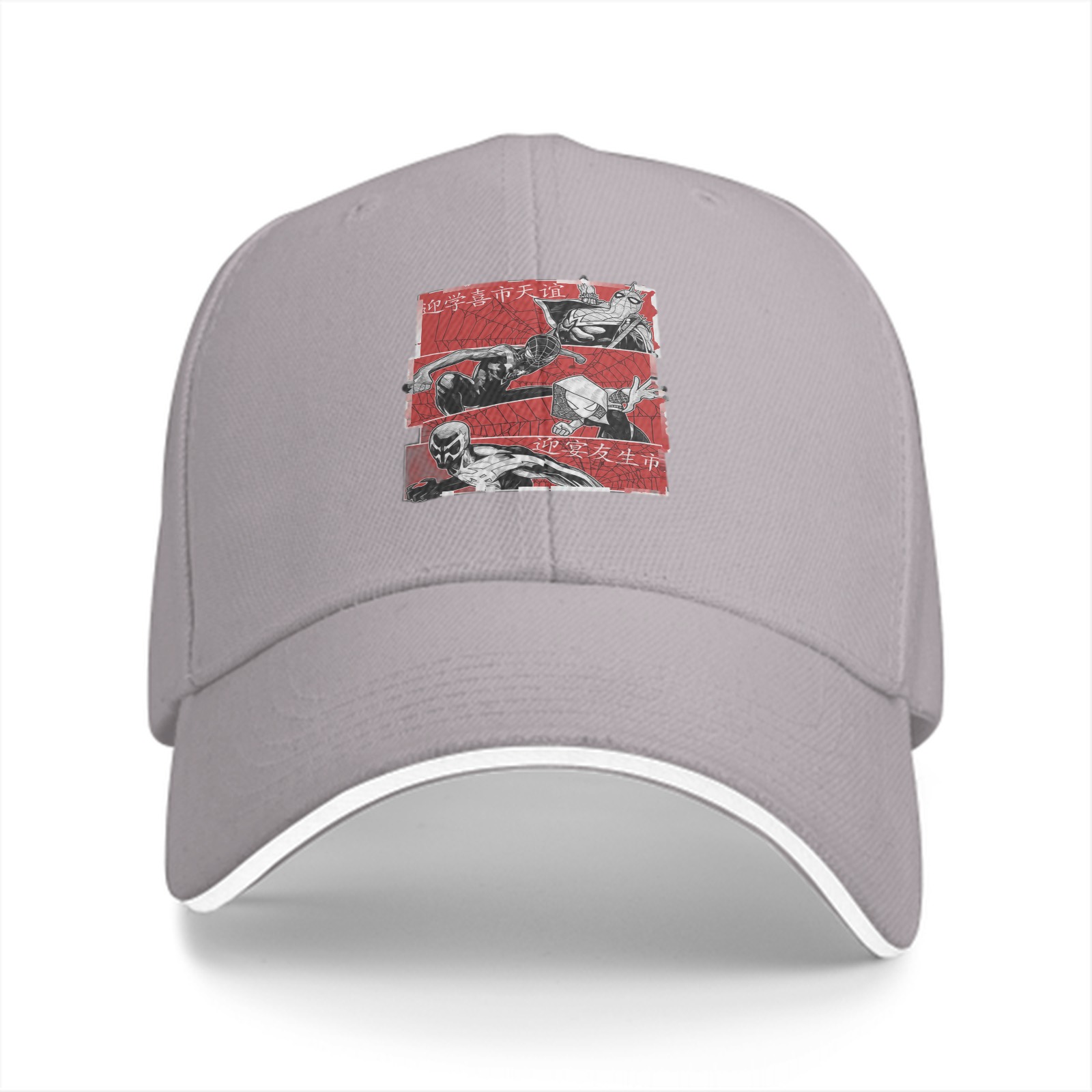 Black baseball cap with manga-style villain character graphic