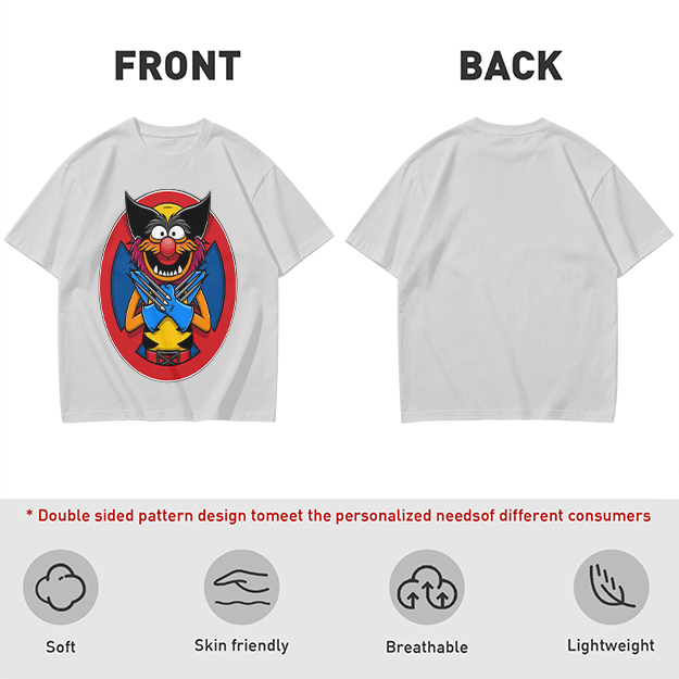 Olive T-Shirt With Muppet Wolverine Mashup Graphic