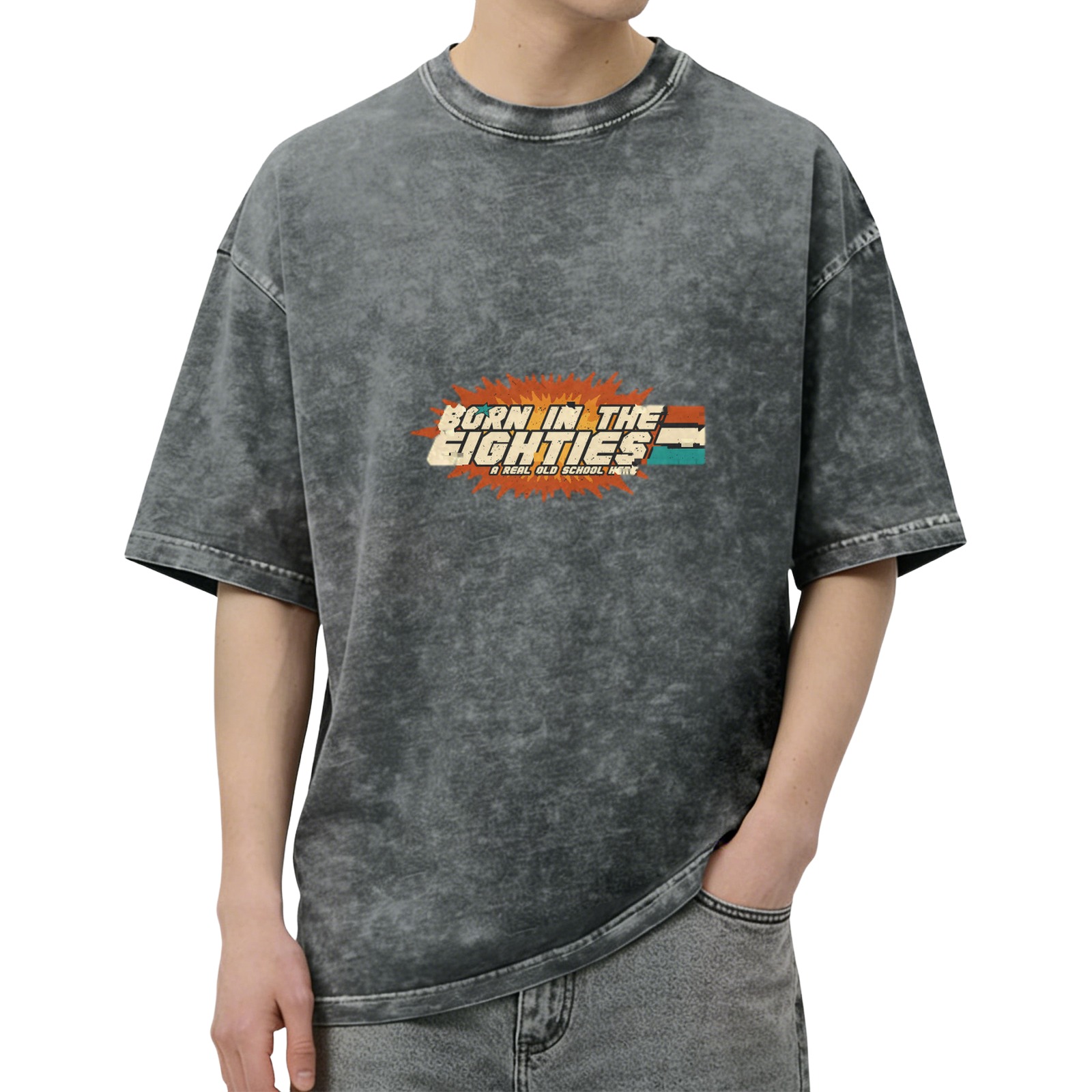 Vintage Born in the Eighties Graphic Washed T-Shirt