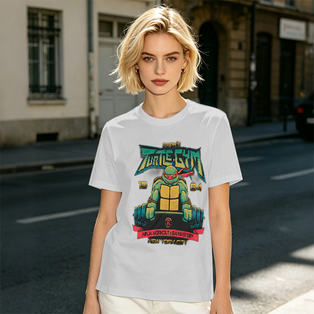 Olive T-shirt with Teenage Mutant Ninja Turtle Gym Print