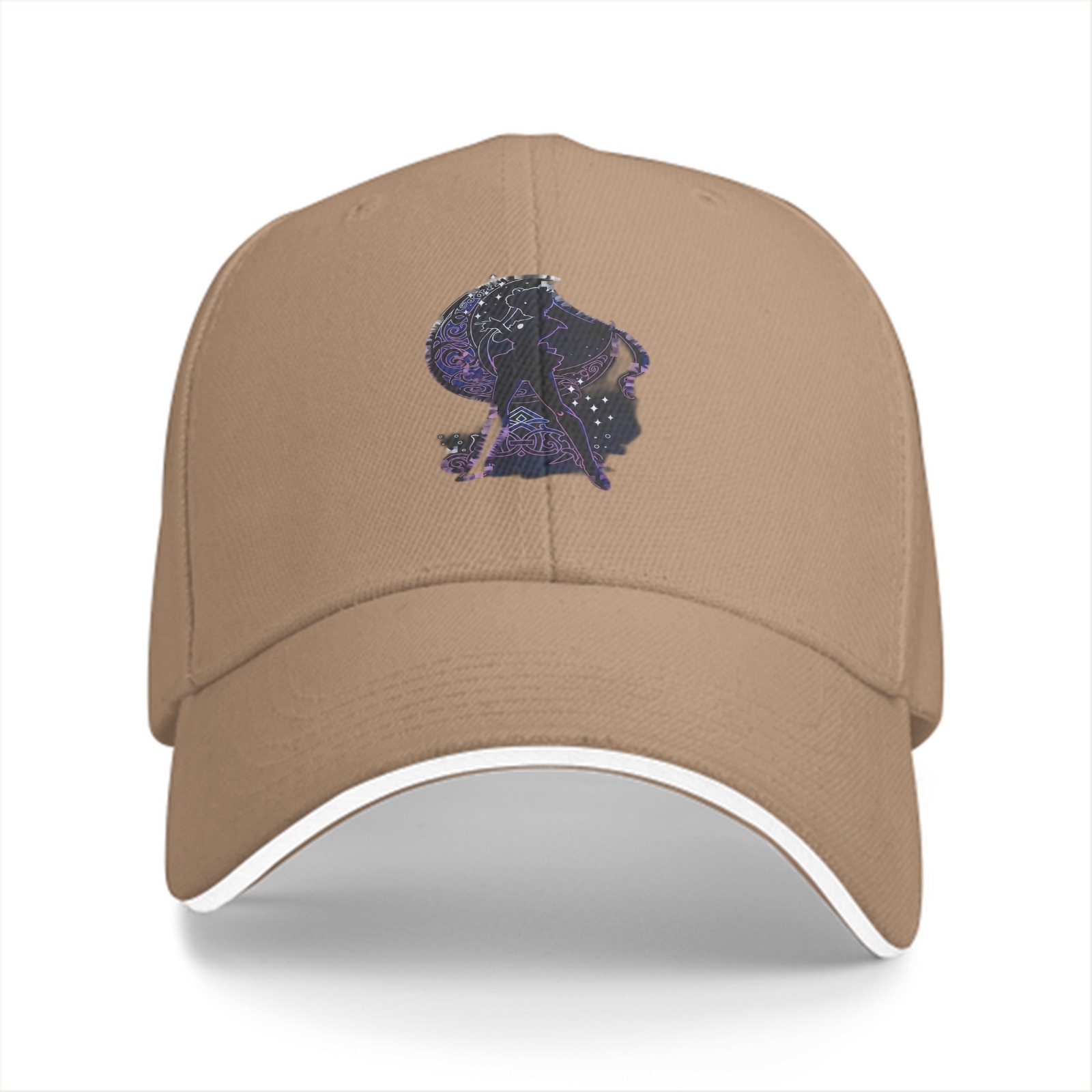 Black baseball cap with galaxy constellation silhouette graphic