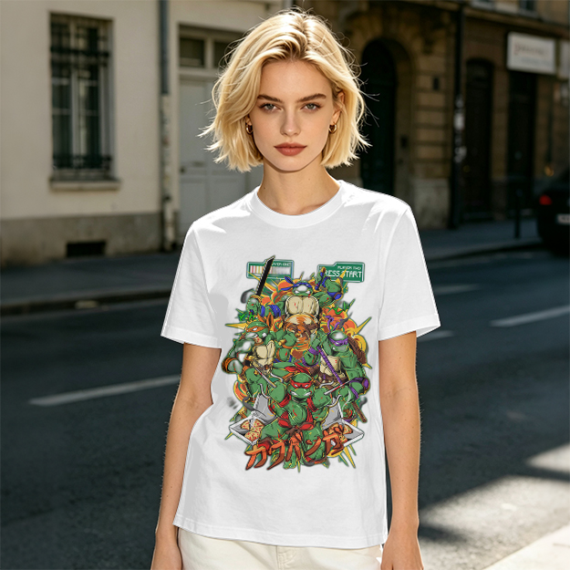 Olive T-Shirt With Teenage Mutant Ninja Turtles Graphic Print