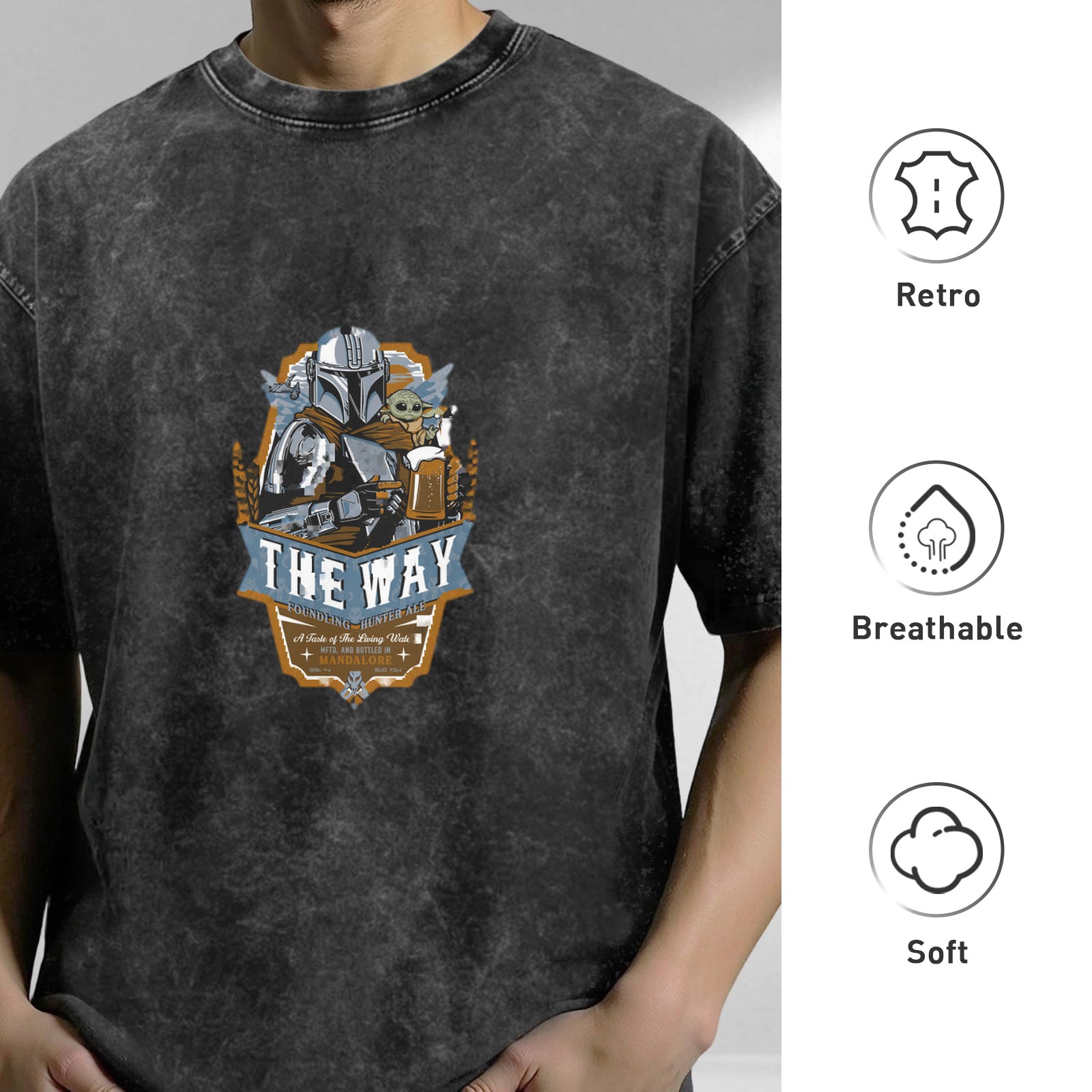 Star Wars The Mandalorian 'The Way' Graphic Stone Wash T-Shirt