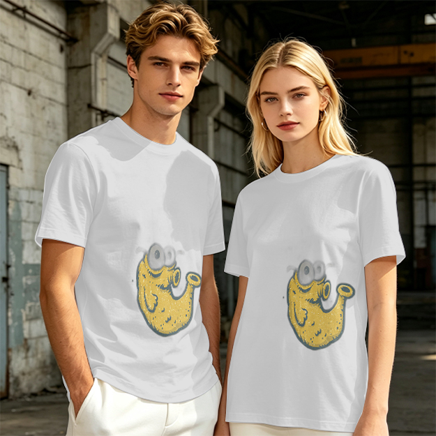 Olive Green T-Shirt With Whimsical Yellow Monster Graphic