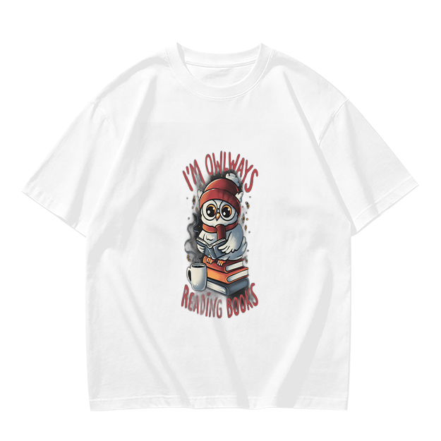 Owl reading books graphic olive green casual t-shirt