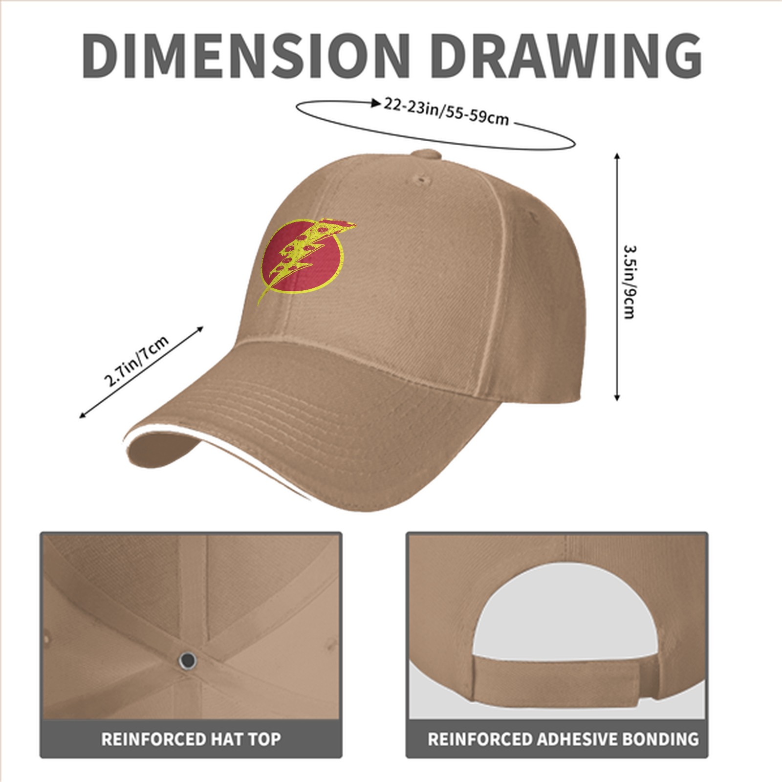Black Baseball Cap With Pizza Lightning Bolt Graphic