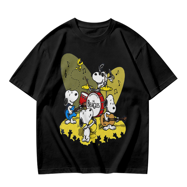Olive T-Shirt Featuring Snoopy Band Playing Music