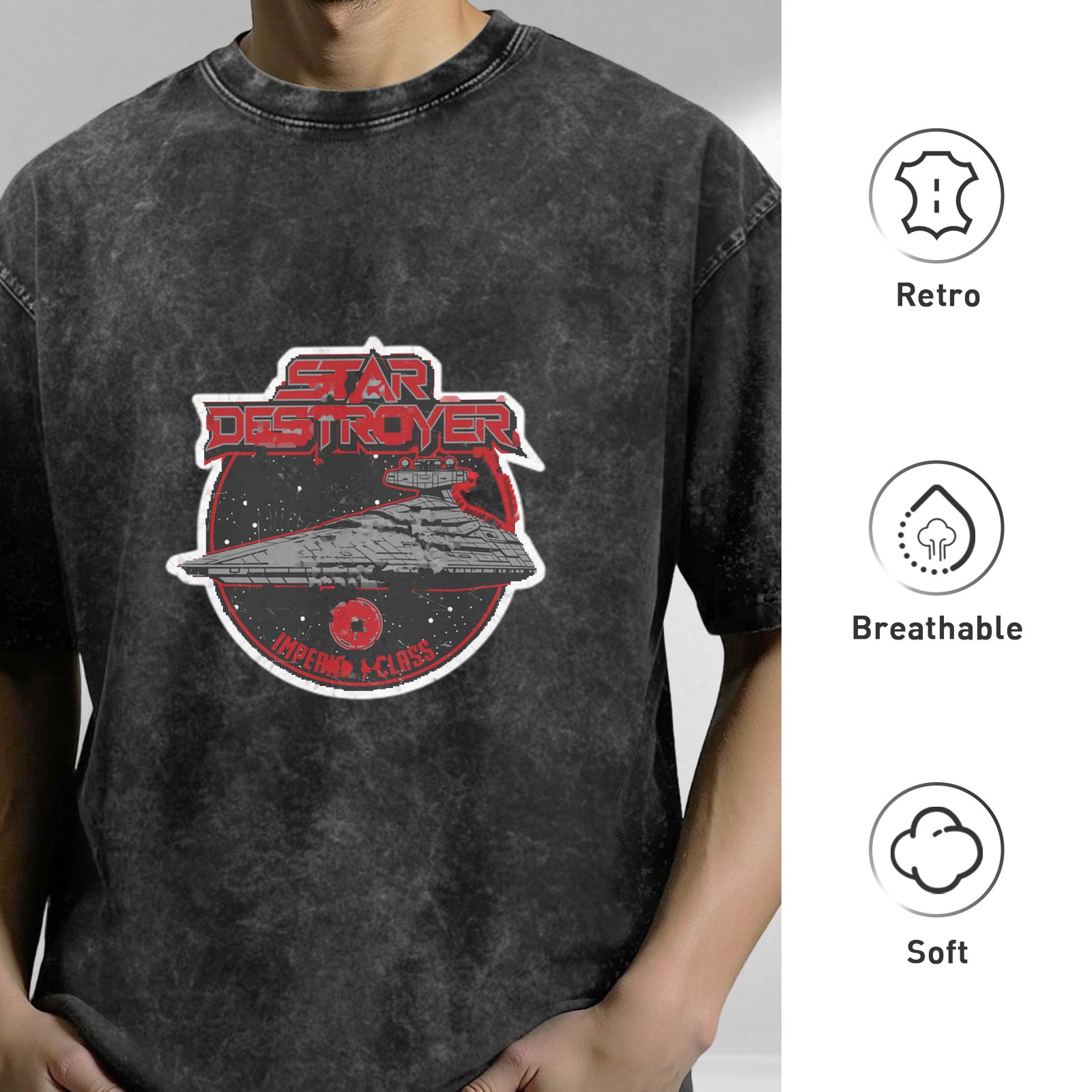 Star Destroyer Imperial-Class Graphic Acid Wash T-Shirt