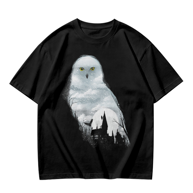 Olive Green T-Shirt With Snowy Owl Graphic Print