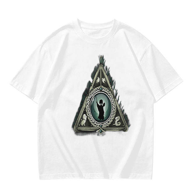 Olive T-shirt with Harry Potter Deathly Hallows Silhouette Print
