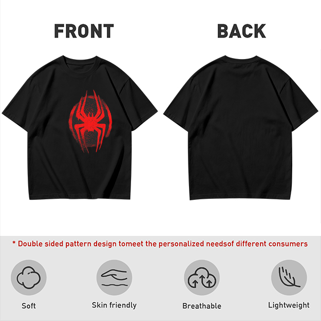 Olive T-Shirt with Red Spider Logo Graphic