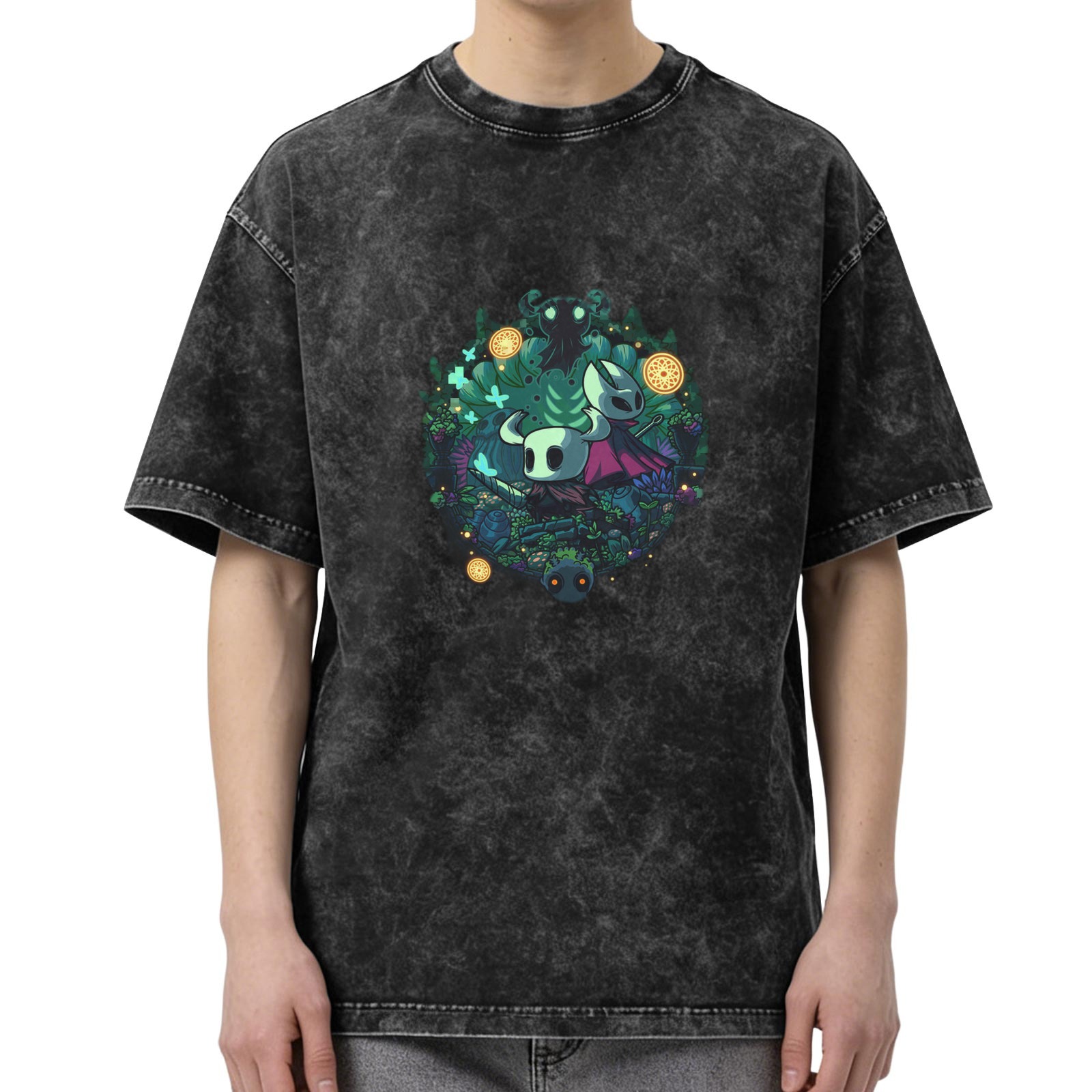 Hollow Knight Graphic Washed Black Short Sleeve T-Shirt