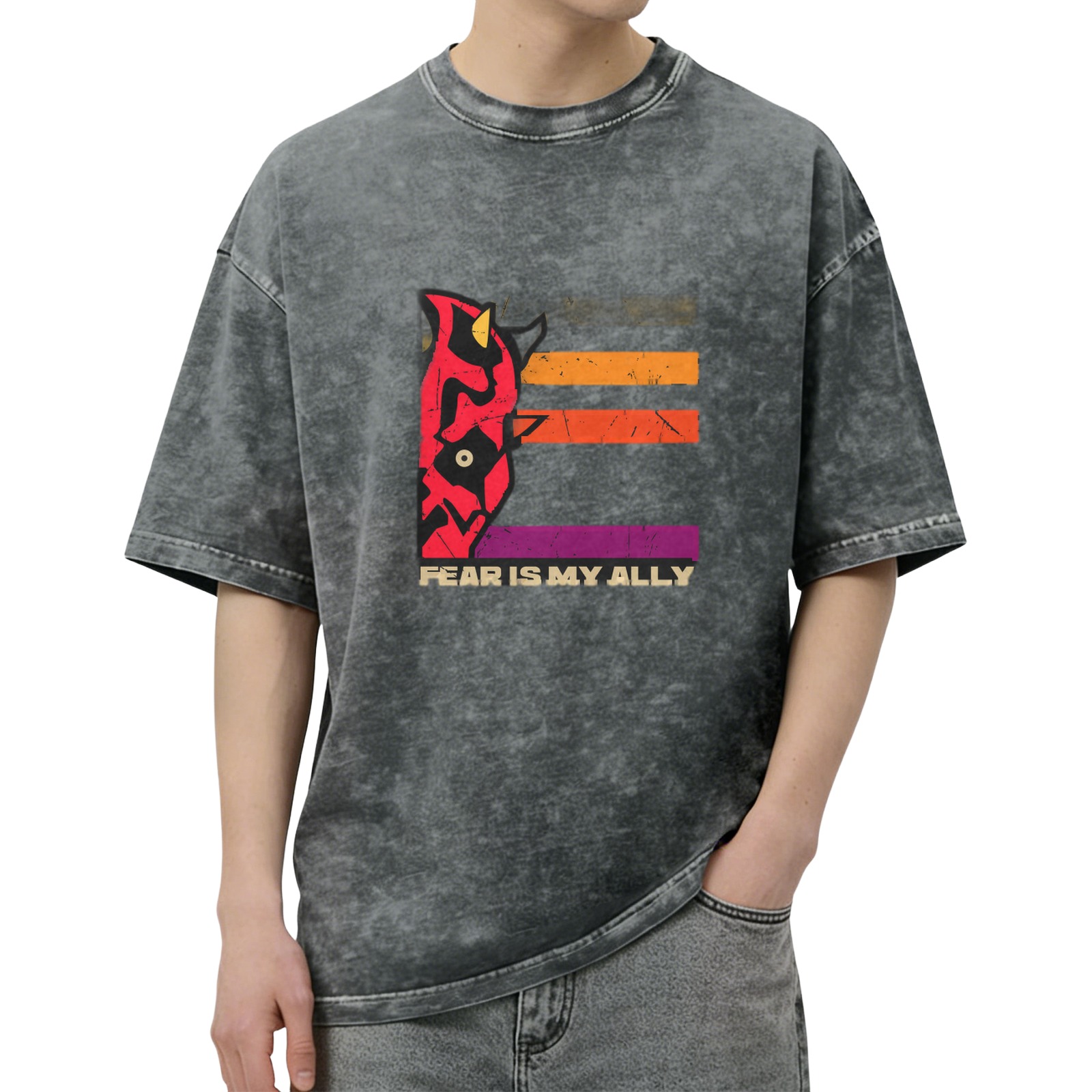 Fear Is My Ally Dark Washed Graphic T-Shirt