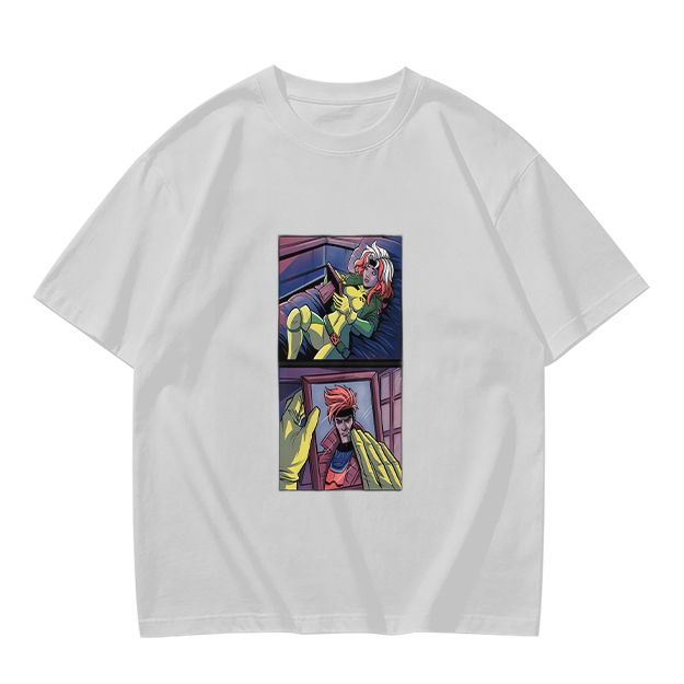 Olive T-Shirt with Comic Style Superhero Graphic Print