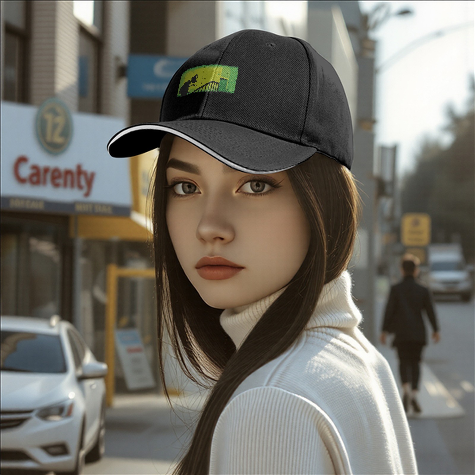 Baseball Cap with Grinch Stealing Christmas Silhouette Art