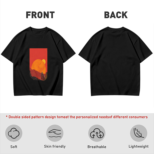 Olive T-Shirt with Desert Sunset Silhouette Graphic