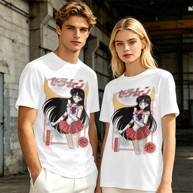 Olive T-shirt with Sailor Mars Anime Graphic Print