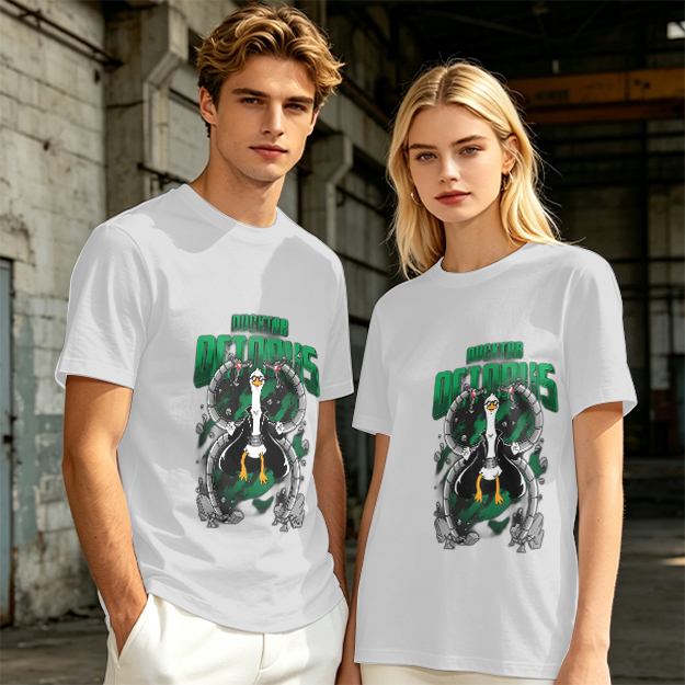 Olive T-Shirt With Ducktor Octopus Superhero Parody Print