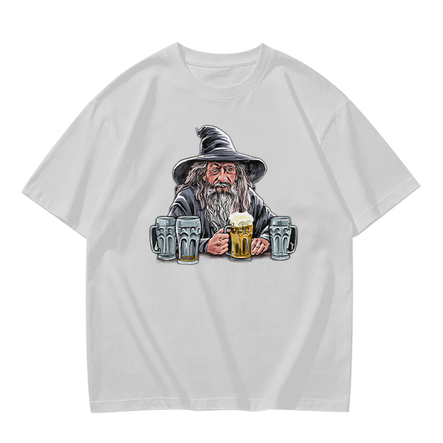 Gandalf with Beer Mugs Funny Wizard Graphic T-Shirt
