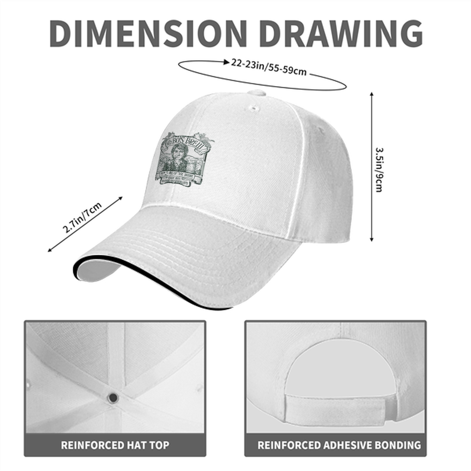 Black baseball cap with Bilbo's Brew Themed Print