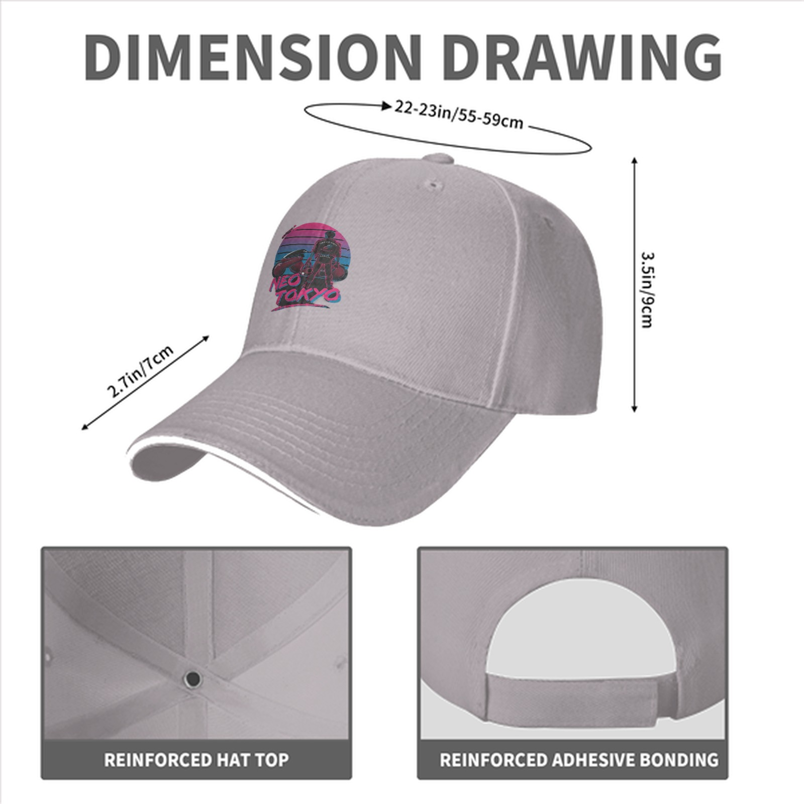 Neo Tokyo Synthwave Graphic Black Baseball Cap