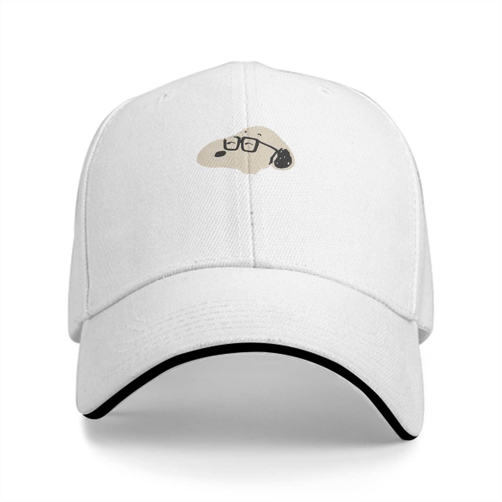 Black Baseball Cap With Snoopy Wearing Glasses Graphic