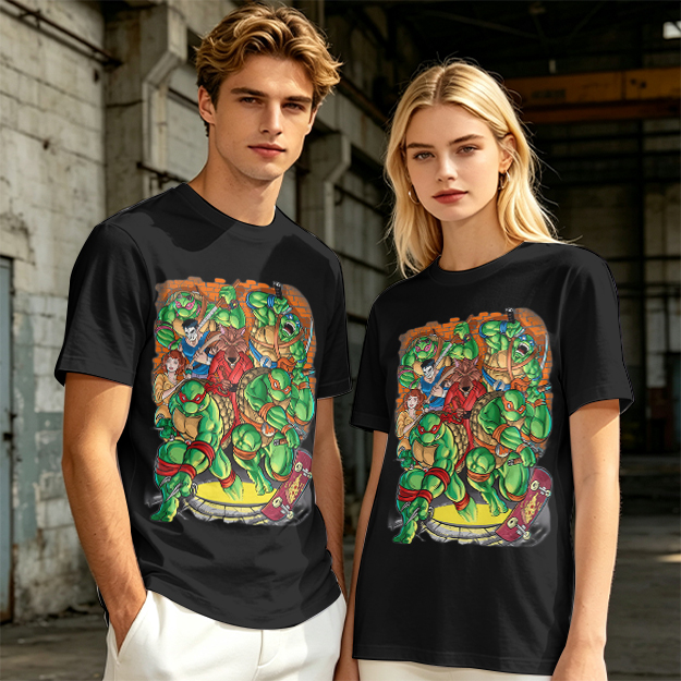 Olive Green Teenage Mutant Ninja Turtles Group Graphic T-Shirt