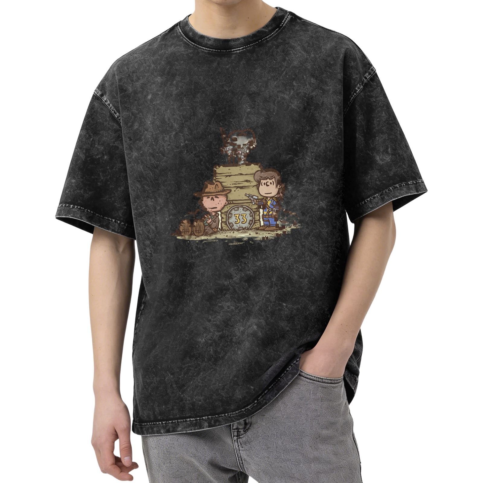 Wasteland Vault 33 Cartoon Characters Graphic T-Shirt
