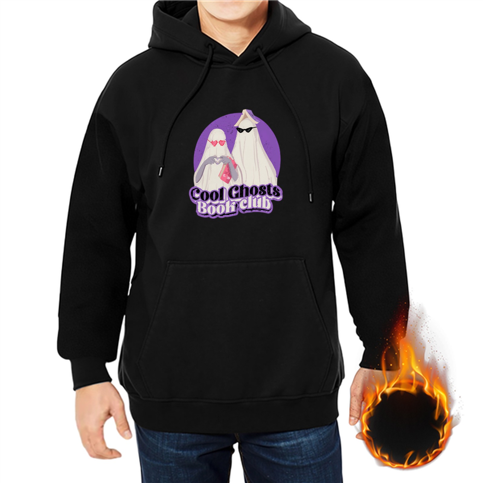 Cool Ghosts Book Club Graphic Black Hoodie