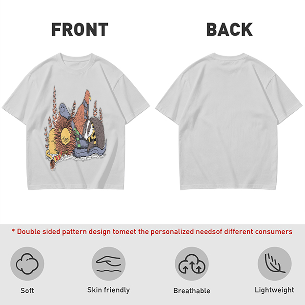 Olive Green T-Shirt With Whimsical Fantasy Creature Graphic Print