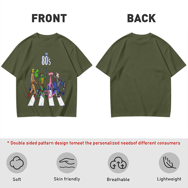 80s Cartoon Characters Abbey Road Crossing Graphic T-Shirt