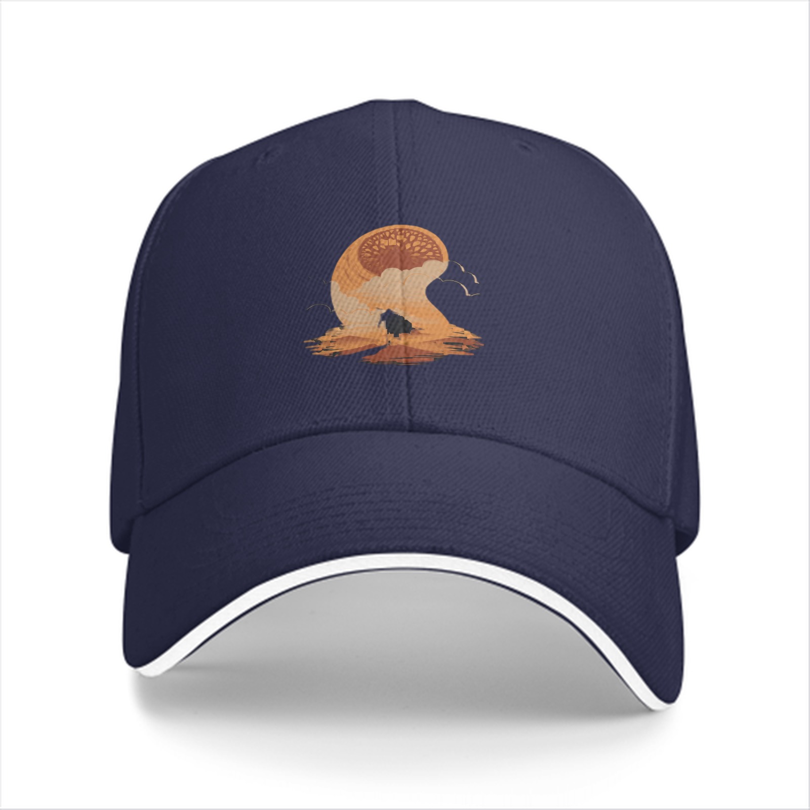 Black Baseball Cap With Desert Sandworm Art Print