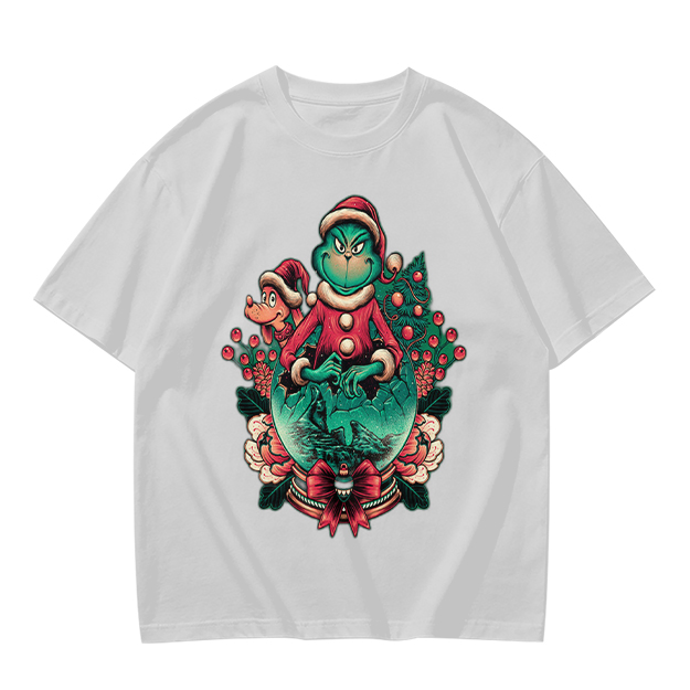 Olive Green Christmas Grinch Graphic T-Shirt